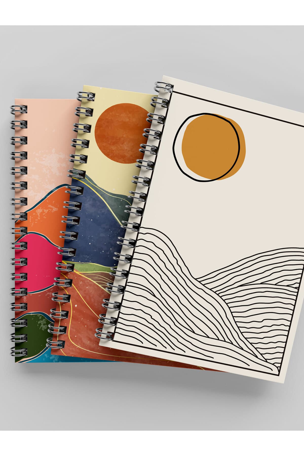 3'lü Çizgisiz Defter - Çelik Spiral - A5 - Toplam 270 Sayfa - İvory Fildişi Rengi Dokulu Kağıt