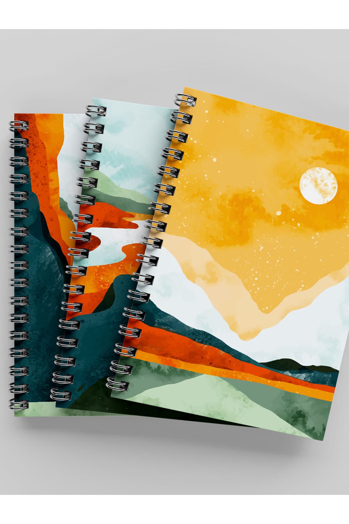 3'lü Çizgisiz Defter - Çelik Spiral - A5 - Toplam 270 Sayfa - İvory Fildişi Rengi Dokulu Kağıt