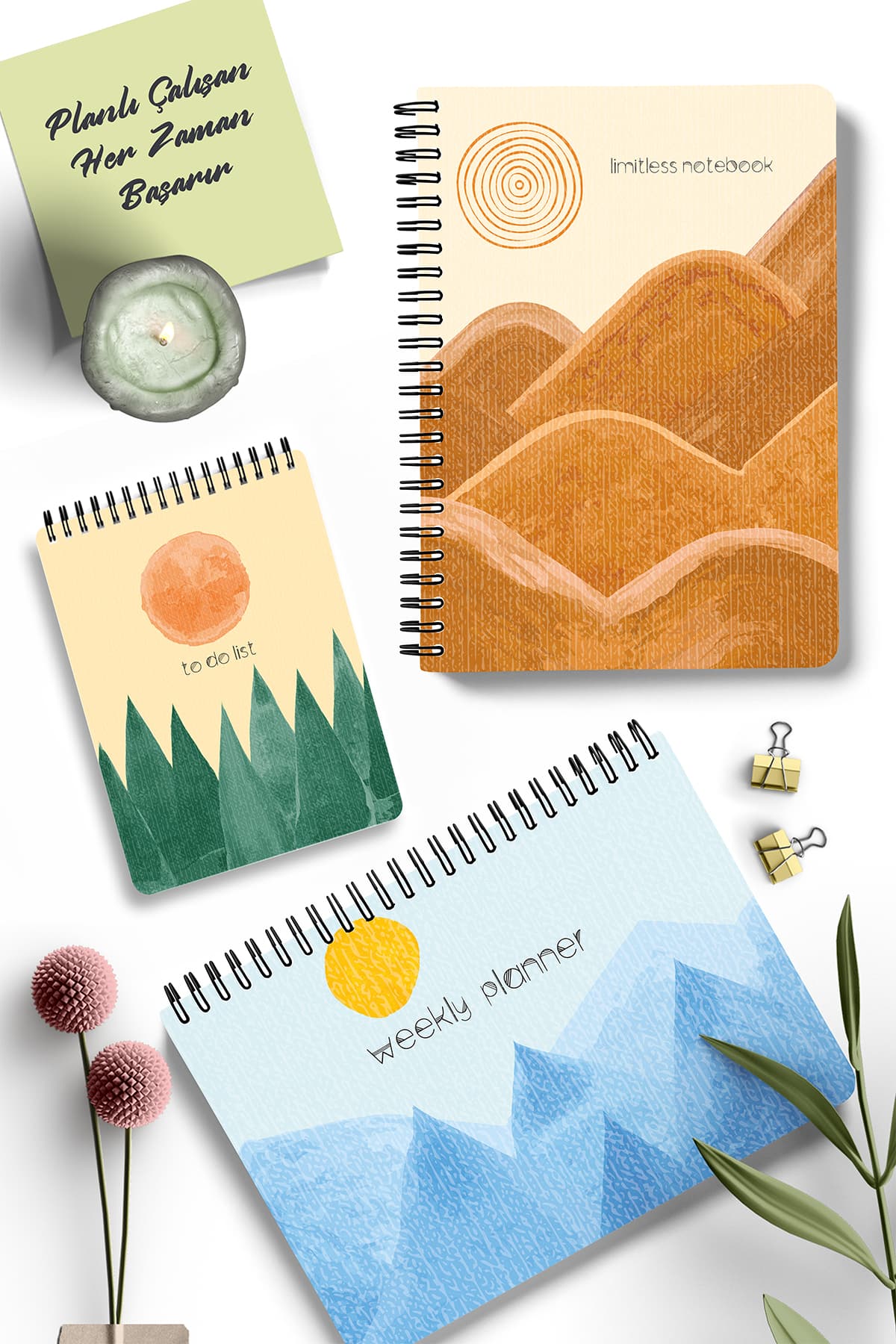 Planlama Seti | 3 Ayrı Özel Ürün | Günlük Planlayıcı | Haftalık Planlayıcı | To-do List | Manzaralar