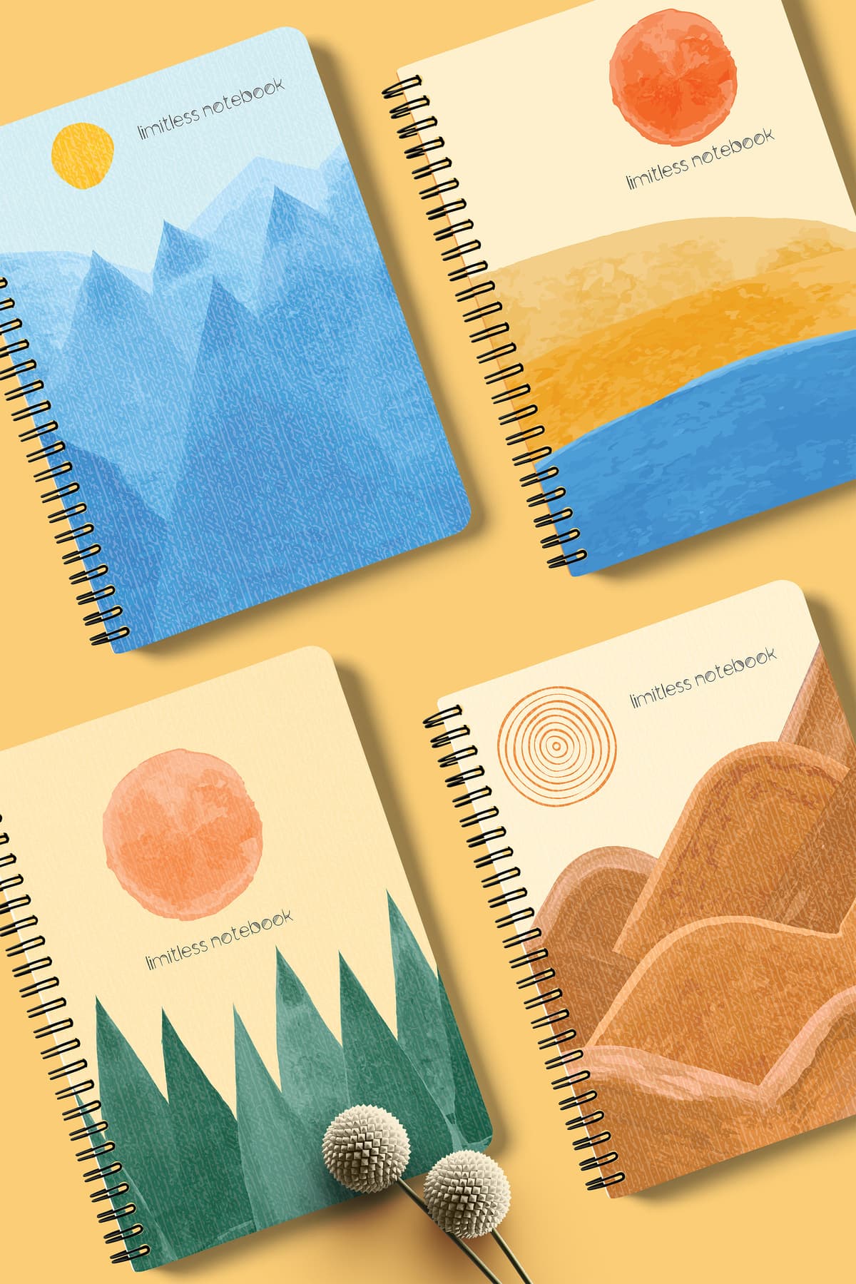 Kareli Defter Seti | 4 Defter | Oval Köşeli | A5 | Çelik Spiralli | 90x4 - 360Sayfa