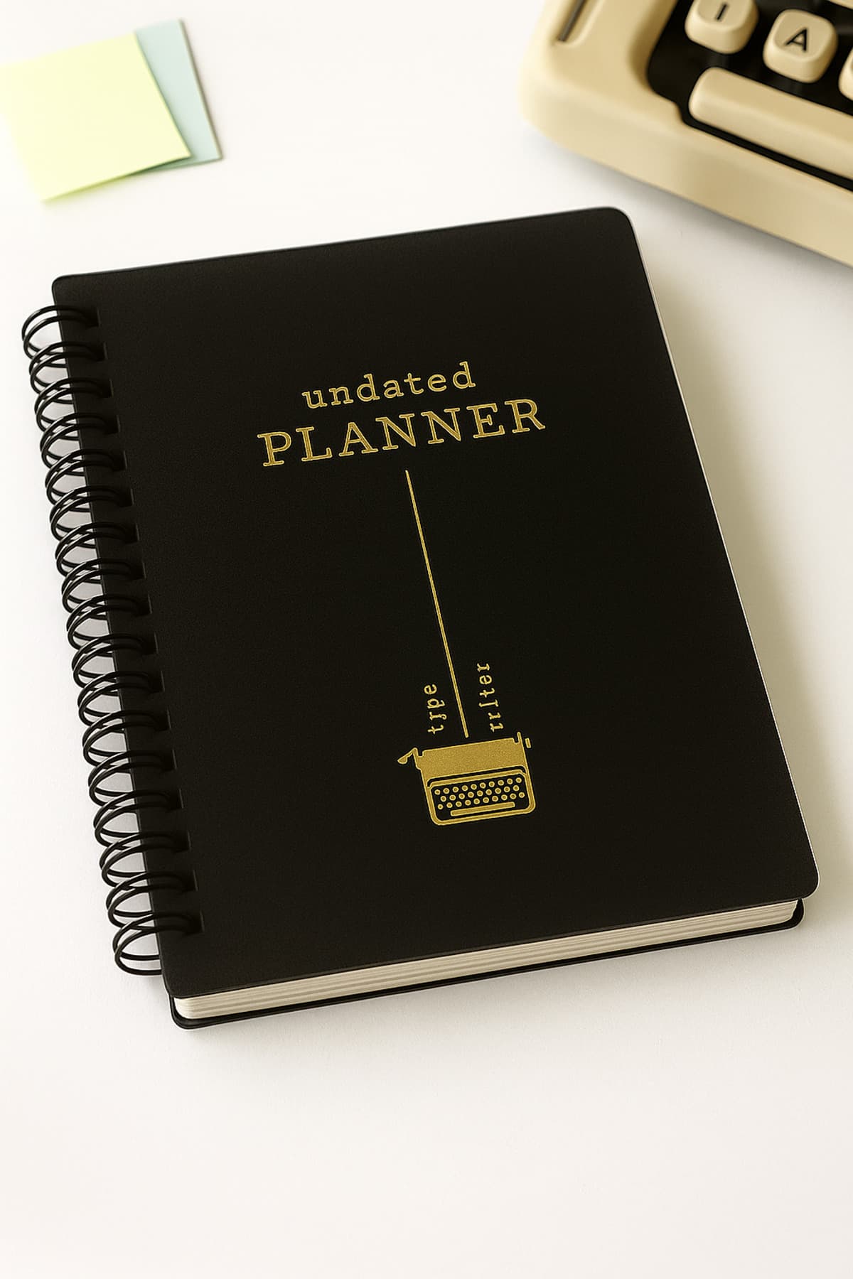 Tarihsiz Günlük Planlayıcı | Plastik Kapak | Siyah | Typewriter Serisi