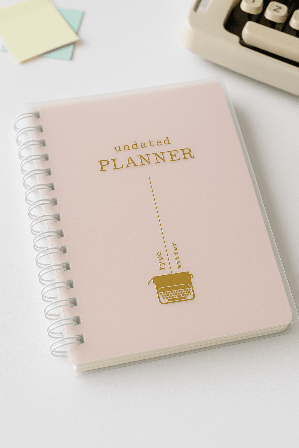 Tarihsiz Günlük Planlayıcı | Plastik Kapak | Pembe | Typewriter Serisi